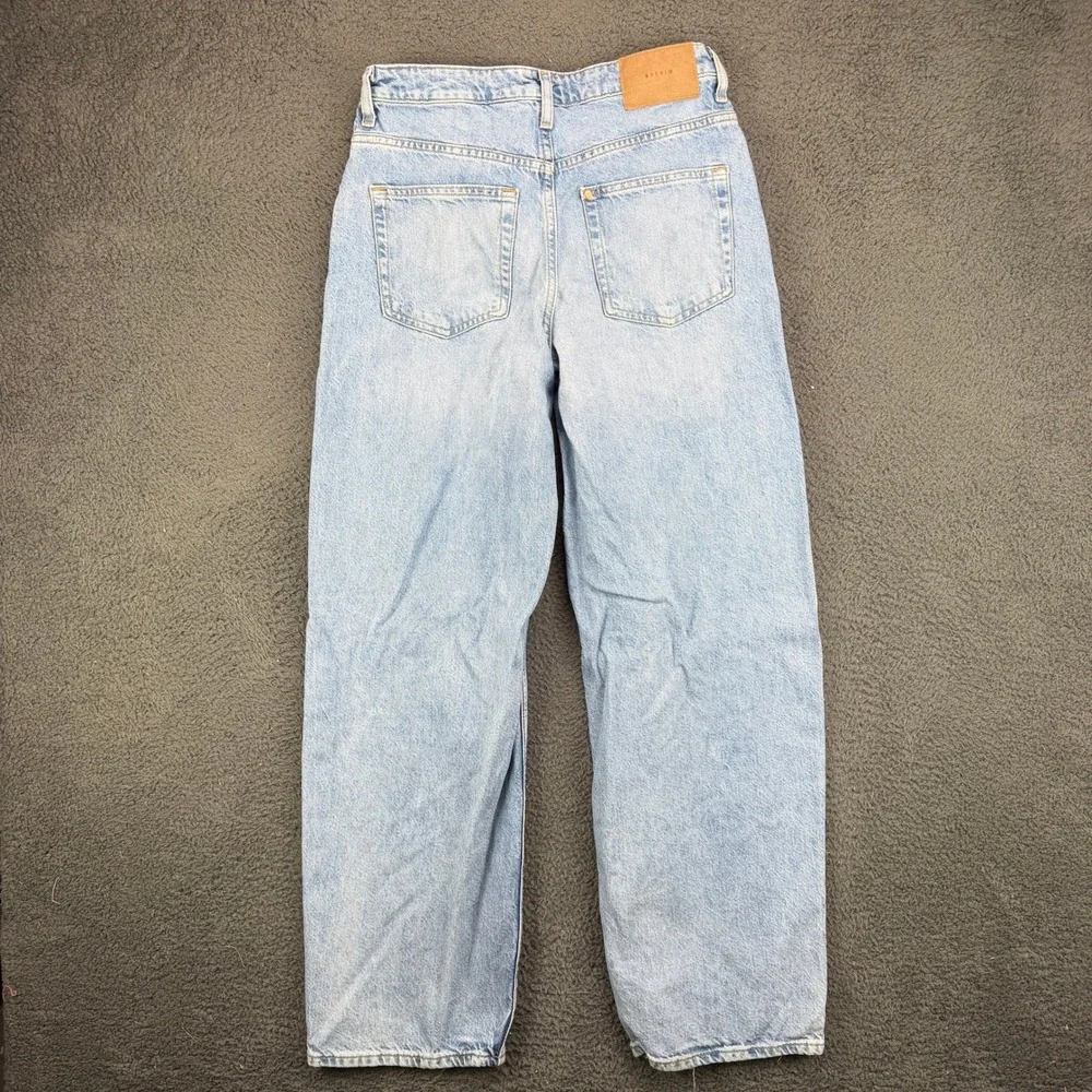 H&M &Denim Baggy Loose Fit High Waist Distressed Light Wash Jeans US 6